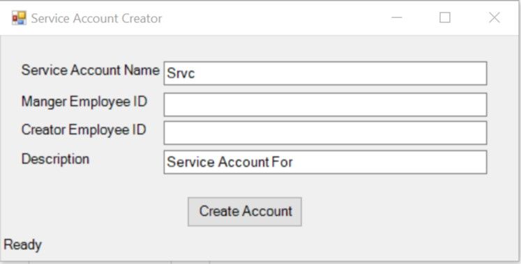 My Service Account Creator Tool GUI