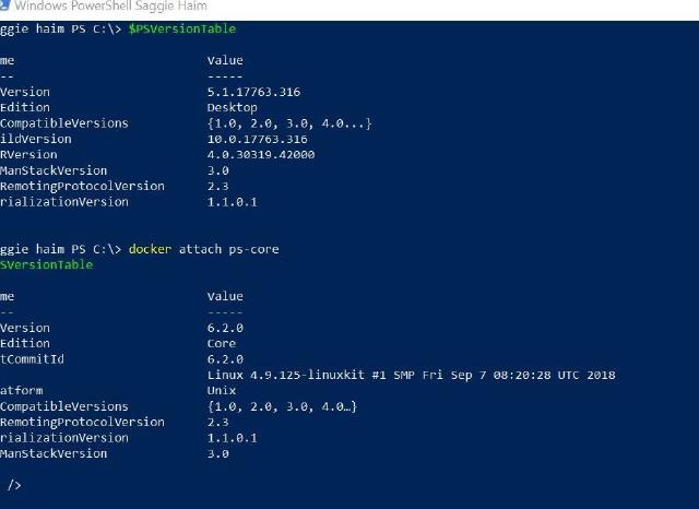 Running Powershell Core in a Container