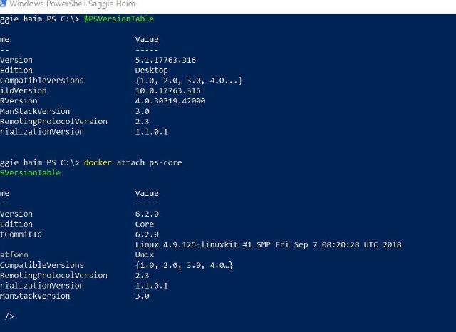 Running Powershell Core in a Container
